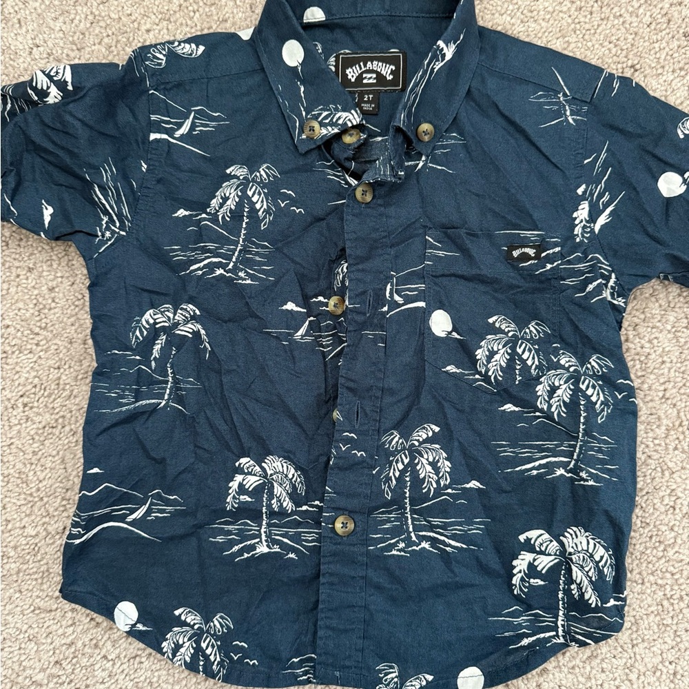 Billabong Kids' Blue Palm Tree Shirt (2t)